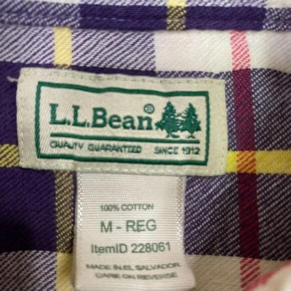 L.L. Bean Flannel Scotch Plaid Button Down Size Medium - Picture 5 of 6